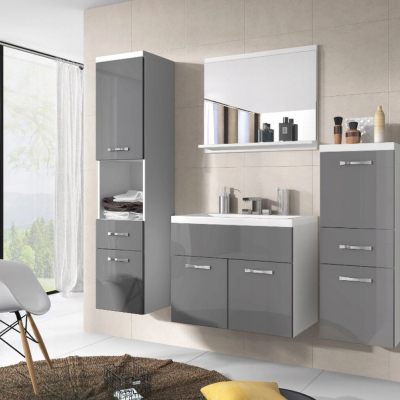 Koupelnová sestava ALINA - bílá / šedý lesk