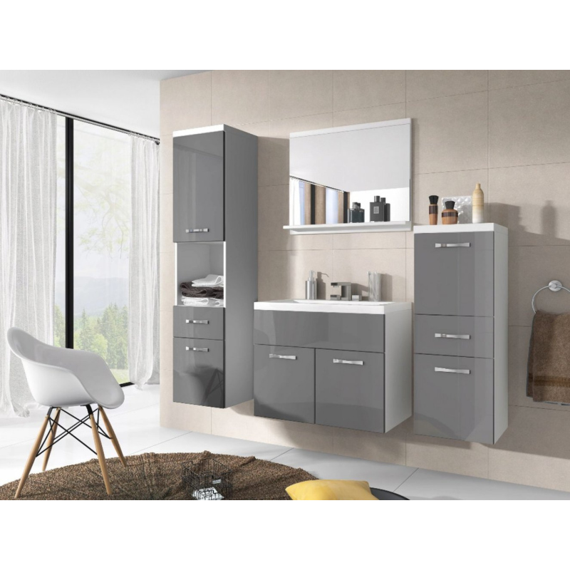 Koupelnová sestava ALINA - bílá / šedý lesk