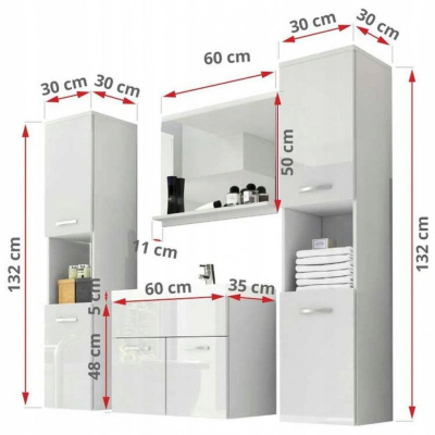 Koupelnová sestava MAYRA XL - bílá / bílý lesk