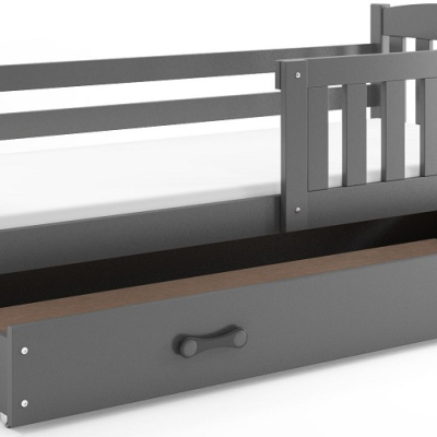 Dětská postel s úložným prostorem s matrací 80x190 BRIGID - grafit