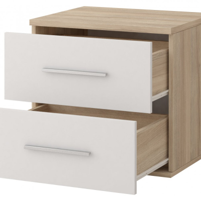 Praktický noční stolek OLEG - dub sonoma / bílá