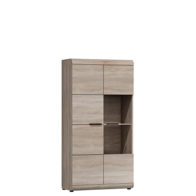 Nízká vitrína s LED osvětlením CLAUDIO - dub sonoma