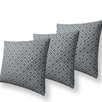 Set tří dekorativních vzorovaných polštářů ZANE - šedý / bílý 2