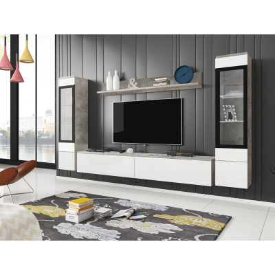 Obývací stěna WANDA 2 - bílá / beton