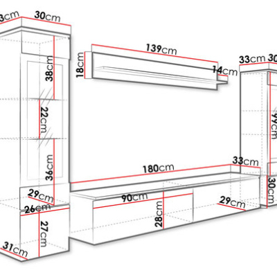Obývací stěna WANDA 2 - bílá / beton
