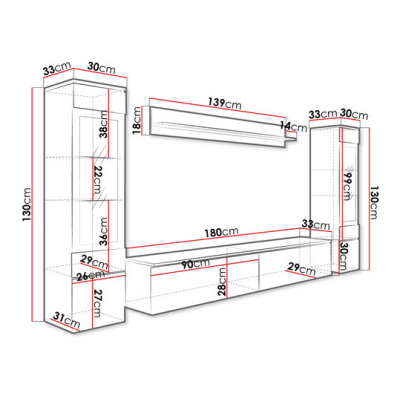 Obývací stěna WANDA 2 - bílá / beton