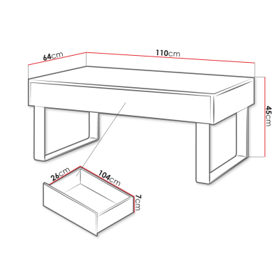 Konferenční stolek CHEMUNG 1 - bílý / lesklý bílý