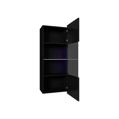 Prosklená závěsná vitrína CHEMUNG - černá / lesklá černá