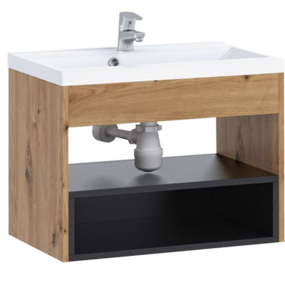 Koupelnová skříňka pod umyvadlo BEND - bílá / dub artisan