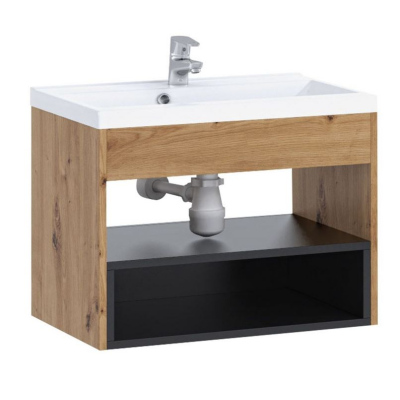 Koupelnová skříňka pod umyvadlo BEND - bílá / dub artisan