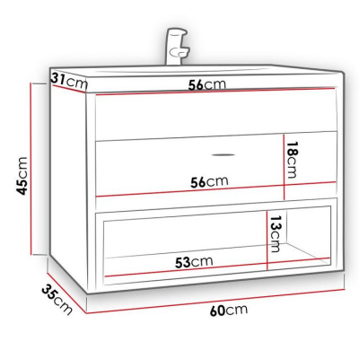 Koupelnová skříňka pod umyvadlo BEND - bílá / dub artisan