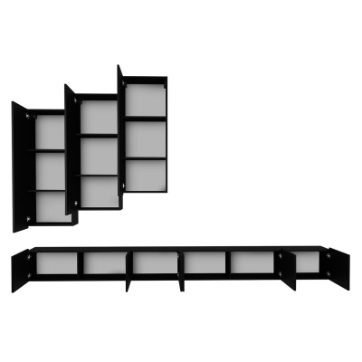 Obývací stěna CHEMUNG 17 - černá / lesklá černá