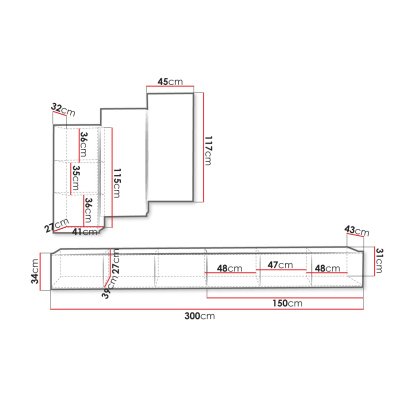 Obývací stěna CHEMUNG 17 - černá / lesklá černá