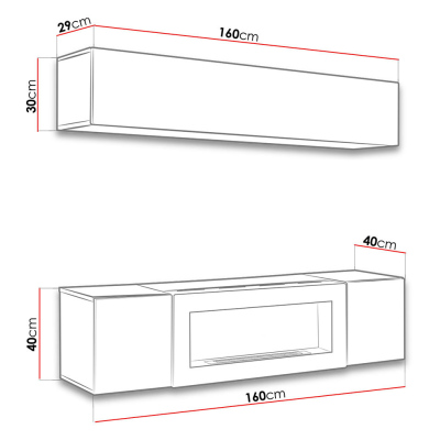 Obývací stěna s biokrbem FREYA 4 - bílá