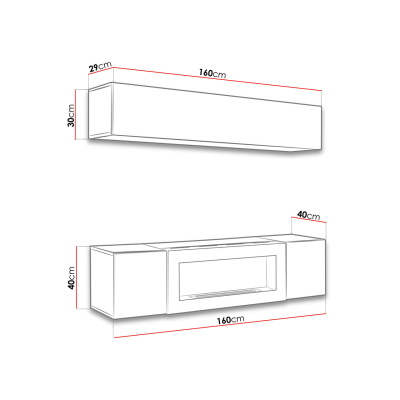 Obývací stěna s biokrbem FREYA 4 - bílá