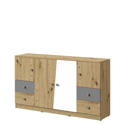 Kombinovaná komoda CHIMA 1 - dub artisan / bílá / šedá