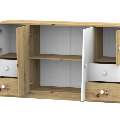 Kombinovaná komoda CHIMA 1 - dub artisan / bílá / šedá