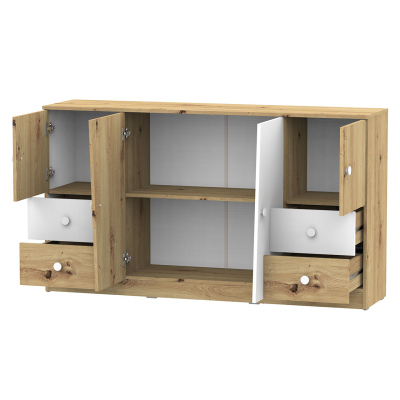 Kombinovaná komoda CHIMA 1 - dub artisan / bílá / šedá