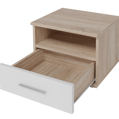 Noční stolek EMAN - dub sonoma / bílý