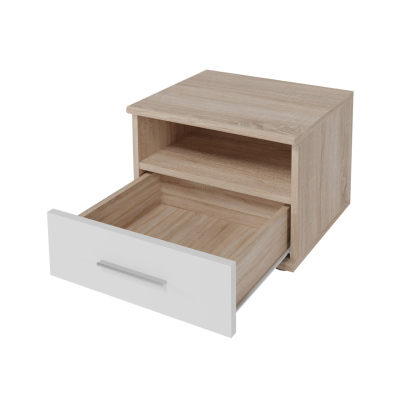 Noční stolek EMAN - dub sonoma / bílý