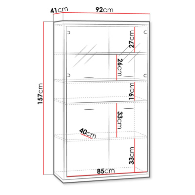 Nízká vitrína s LED osvětlením SUCRE - ořech hikora