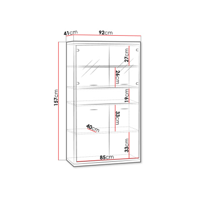 Nízká vitrína s LED osvětlením SUCRE - ořech hikora