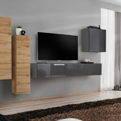 Stěna do obývacího pokoje RIONATA 3 - dub wotan / grafit