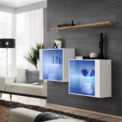 Skříňky do obýváku RIONATA 3 - bílá / dub wotan