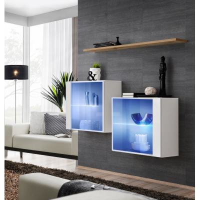 Skříňky do obýváku RIONATA 3 - bílá / dub wotan