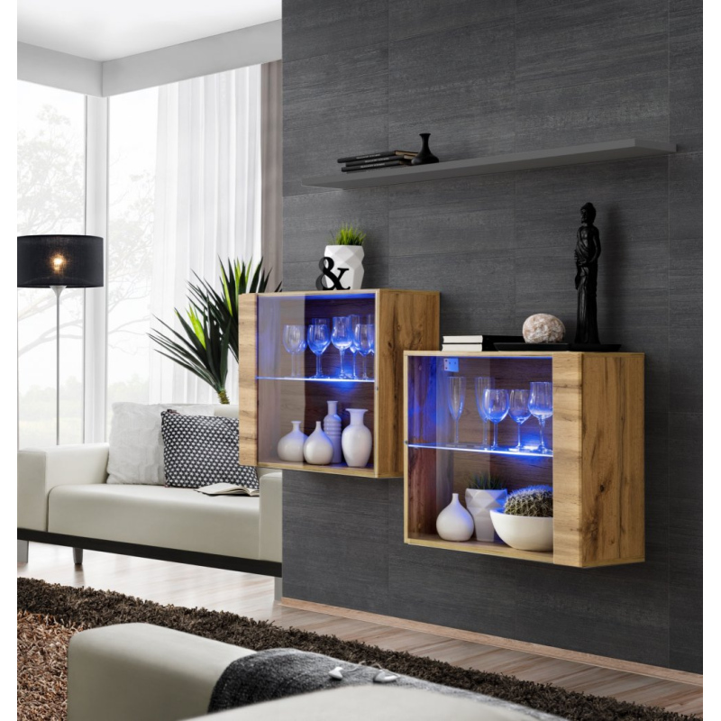 Skříňky do obýváku RIONATA 3 - dub wotan / grafit