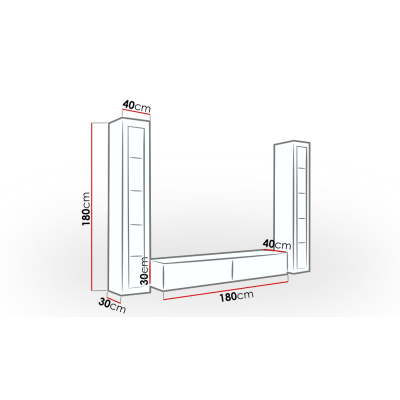 Obývací stěna ASHTON 5 - bílá / lesklá bílá
