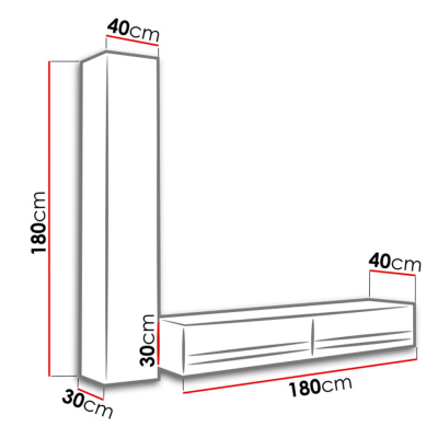 Stěna do obývacího pokoje s LED modrým osvětlením ASHTON N9 - šedá / lesklá šedá