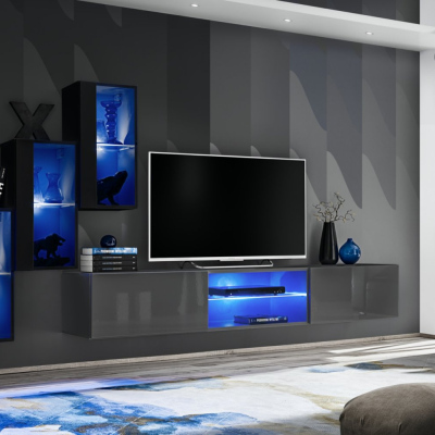 Stěna do obývacího pokoje RIONATA 22 - černá / grafit