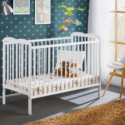 Postýlka pro miminka s matrací FINA - 60x120, bílá