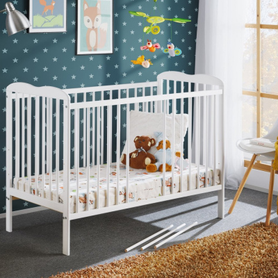 Postýlka pro miminka s matrací FINA - 60x120, bílá