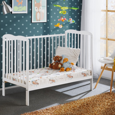 Postýlka pro miminka s matrací FINA - 60x120, bílá