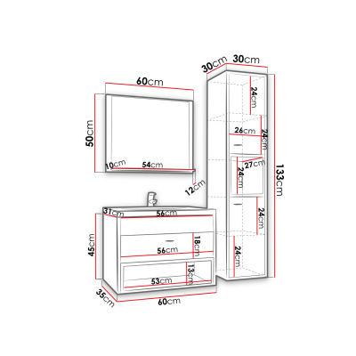 Koupelnová sestava BEND - bílá / dub artisan + baterie Economico ZDARMA
