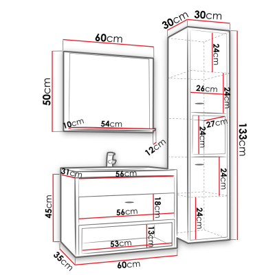 Koupelnová sestava s umyvadlem BEND - černá / dub artisan + baterie Economico ZDARMA