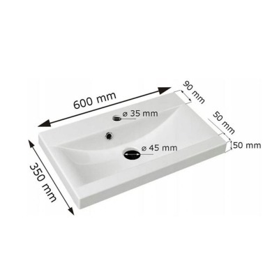 Koupelnová sestava s umyvadlem BEND - černá / dub artisan + baterie Economico ZDARMA