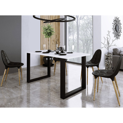 Obdelníkový jídelní stůl IMPER 1 - bílý / černý mat