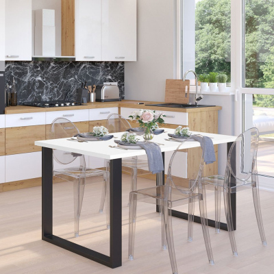 Obdelníkový jídelní stůl IMPER 1 - bílý / černý mat