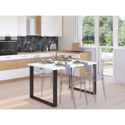 Obdelníkový jídelní stůl IMPER 1 - bílý / černý mat