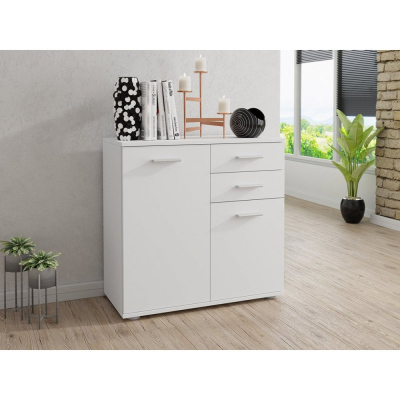 Úzká kombinovaná komoda MICHALA - bílá