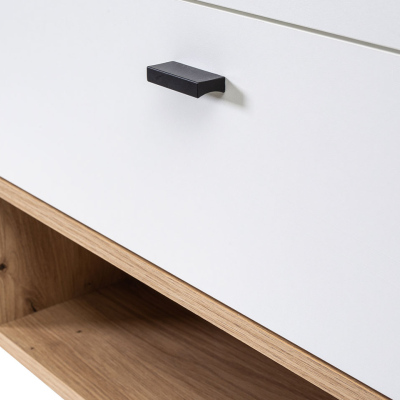 Koupelnová sestava BEND - bílá / dub artisan + baterie Economico ZDARMA