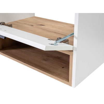 Koupelnová sestava BEND - bílá / dub artisan + baterie Economico ZDARMA