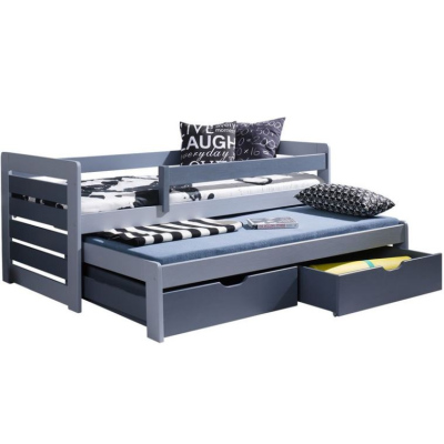 Rozkládací dětská postel 80x180 GERA - šedá / grafitová