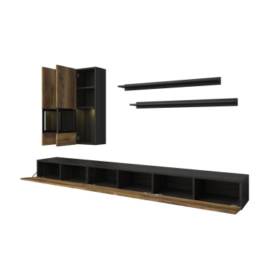 Originální obývací stěna BRYCE - ořech sattin / touchwood