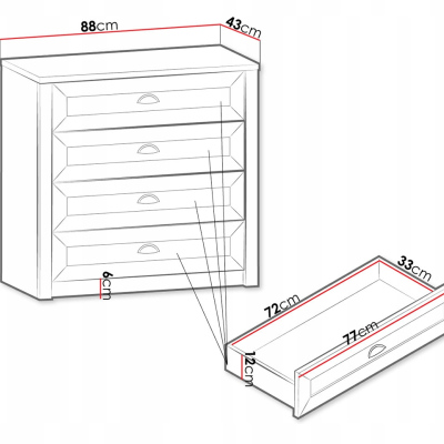Šuplíková komoda ALZEY 2 - borovice andersen / dub lefkas tmavý