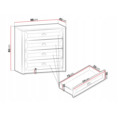 Šuplíková komoda ALZEY 2 - borovice andersen / dub lefkas tmavý