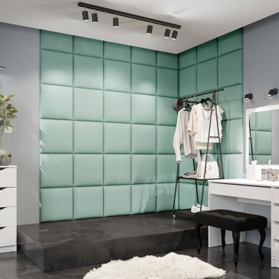 Čalouněný panel na zeď 42x42 PAG - tyrkysový